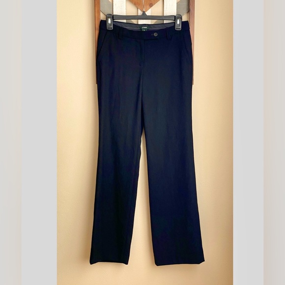 2005 JCREW 0P Favorite Fit Wool Trousers Pants Black 8.5in Rise Lined Hipslung - Picture 1 of 16